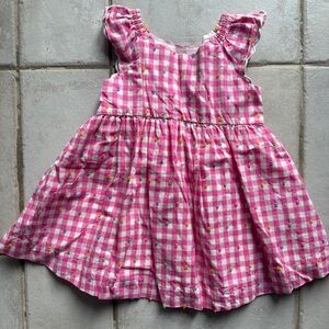 Baby Gap Pink Gingham Kids Dress with Rainbow 3-D Dots